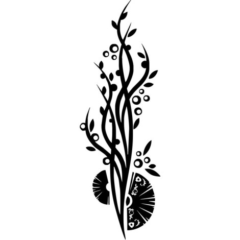 Asiatisch Blume mit Fecher PL-0050