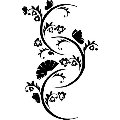 Asiatisch Blume mit Fecher PL-0050