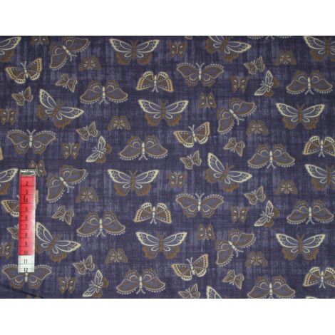 Patchworkstoff blau mit Schmetterlingen
