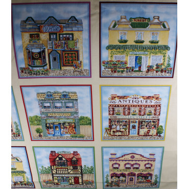 Patchworkstoff Panel Häuser