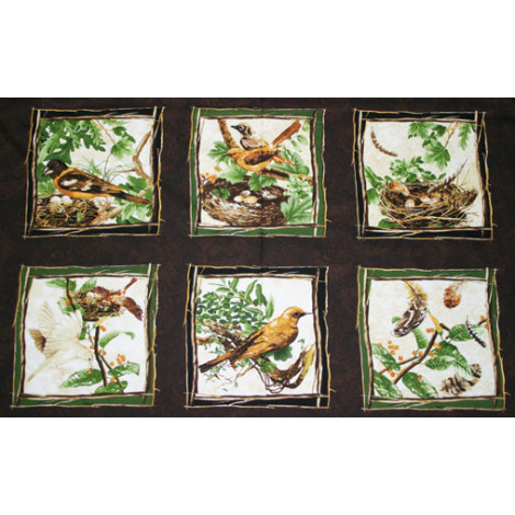Patchworkstoff Panel mit Vogelbilder