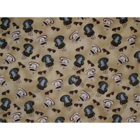 Patchworkstoff Kaffeetassen auf beige