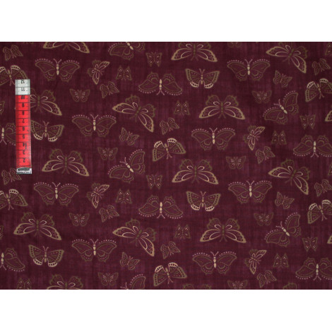 Patchworkstoff bordeaux mit Schmetterlingen