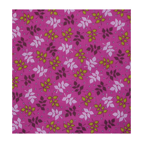 Patchworkstoff Blätter auf magenta